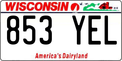 WI license plate 853YEL
