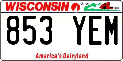 WI license plate 853YEM