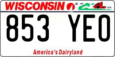 WI license plate 853YEO