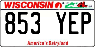 WI license plate 853YEP