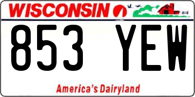 WI license plate 853YEW