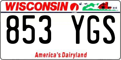 WI license plate 853YGS