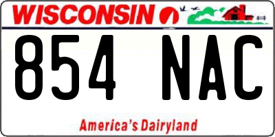 WI license plate 854NAC