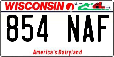 WI license plate 854NAF