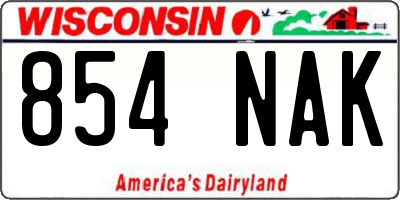 WI license plate 854NAK