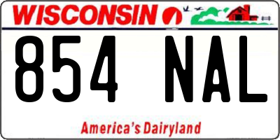 WI license plate 854NAL