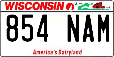 WI license plate 854NAM