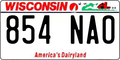 WI license plate 854NAO