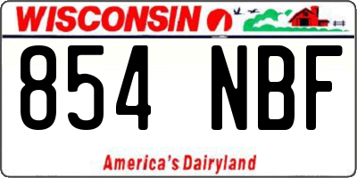 WI license plate 854NBF