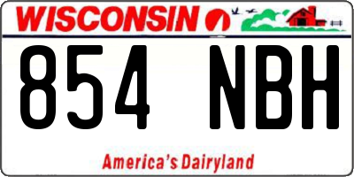 WI license plate 854NBH