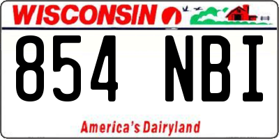 WI license plate 854NBI