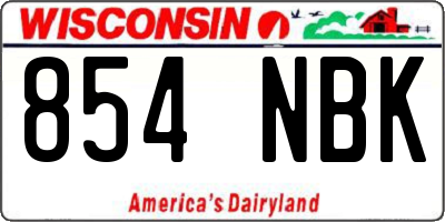 WI license plate 854NBK