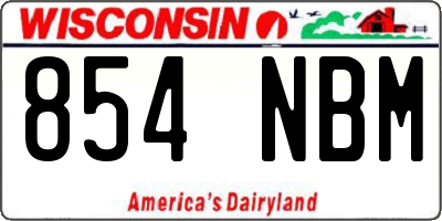 WI license plate 854NBM