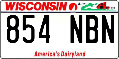 WI license plate 854NBN