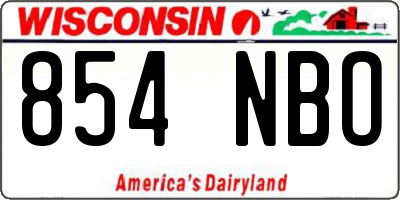 WI license plate 854NBO