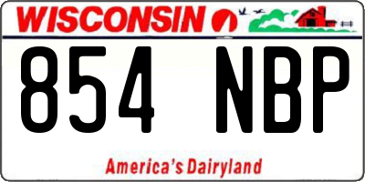 WI license plate 854NBP