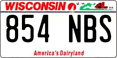WI license plate 854NBS