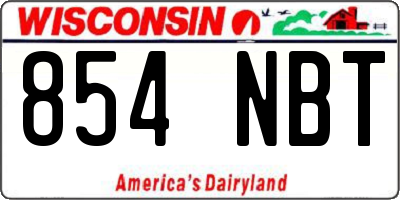 WI license plate 854NBT