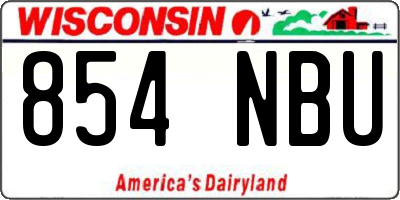 WI license plate 854NBU