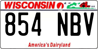 WI license plate 854NBV