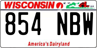 WI license plate 854NBW