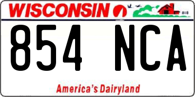WI license plate 854NCA