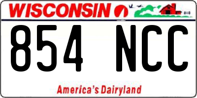 WI license plate 854NCC