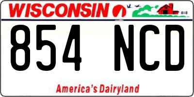 WI license plate 854NCD