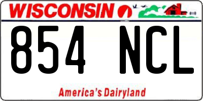 WI license plate 854NCL
