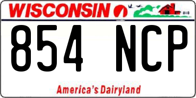 WI license plate 854NCP