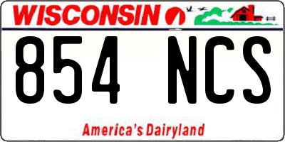 WI license plate 854NCS