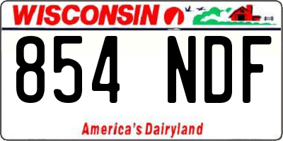WI license plate 854NDF
