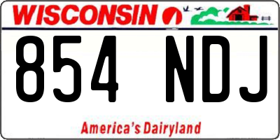 WI license plate 854NDJ