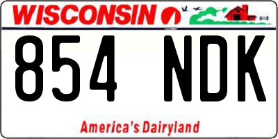 WI license plate 854NDK