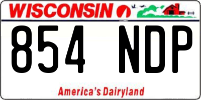 WI license plate 854NDP