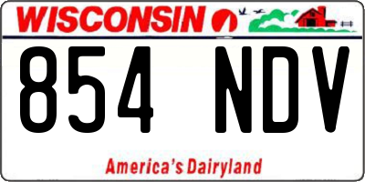 WI license plate 854NDV
