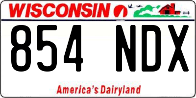 WI license plate 854NDX