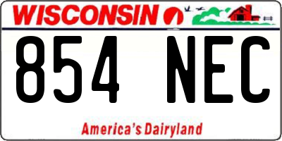 WI license plate 854NEC