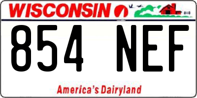 WI license plate 854NEF