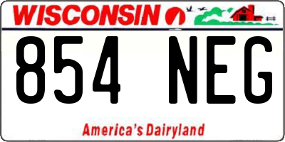 WI license plate 854NEG