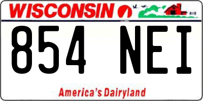 WI license plate 854NEI