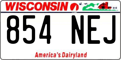 WI license plate 854NEJ