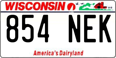 WI license plate 854NEK