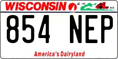 WI license plate 854NEP