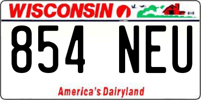 WI license plate 854NEU