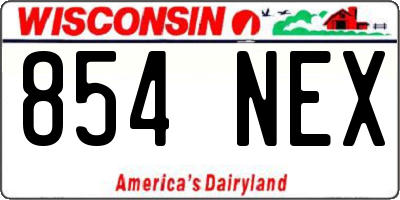 WI license plate 854NEX