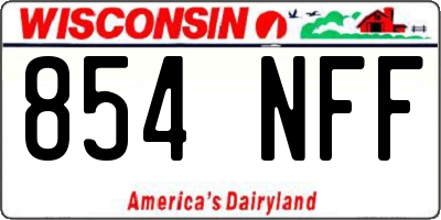 WI license plate 854NFF