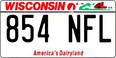 WI license plate 854NFL