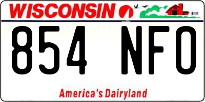 WI license plate 854NFO