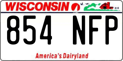 WI license plate 854NFP
